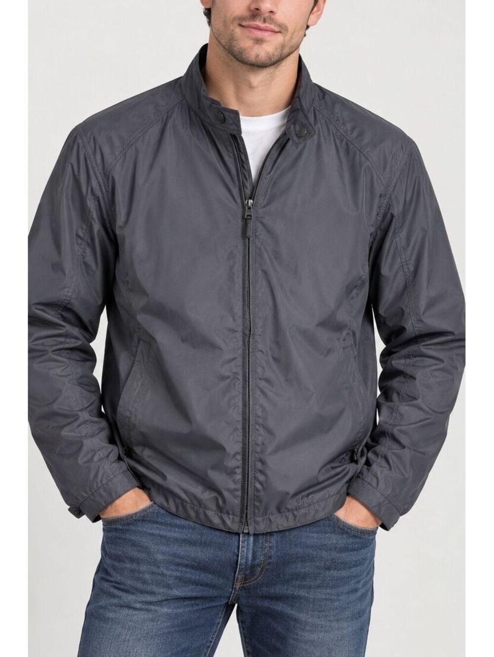 Structure Men's Lightweight rain Jacket Full Zip Dk Gray Casual fall